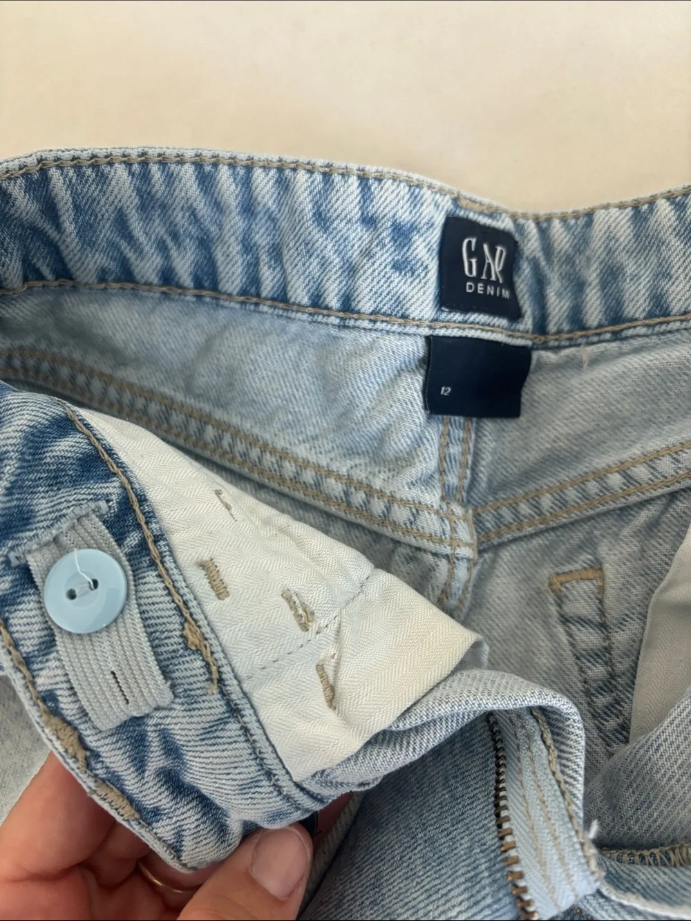 Kids GAP Y2K Acid Wash Light Blue Cotton Denim Wrap Skort Short/Skirt